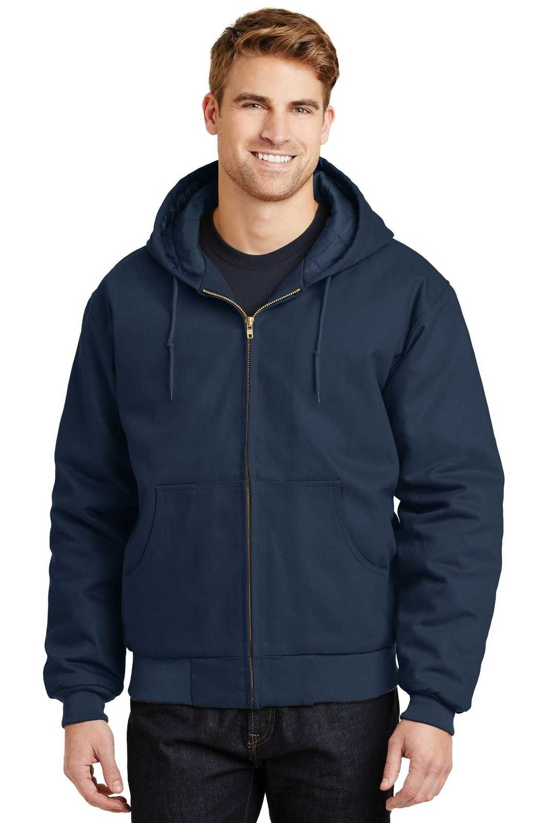 CornerStone J763H Duck Cloth Hooded Work Jacket - Navy - HIT a Double - 1