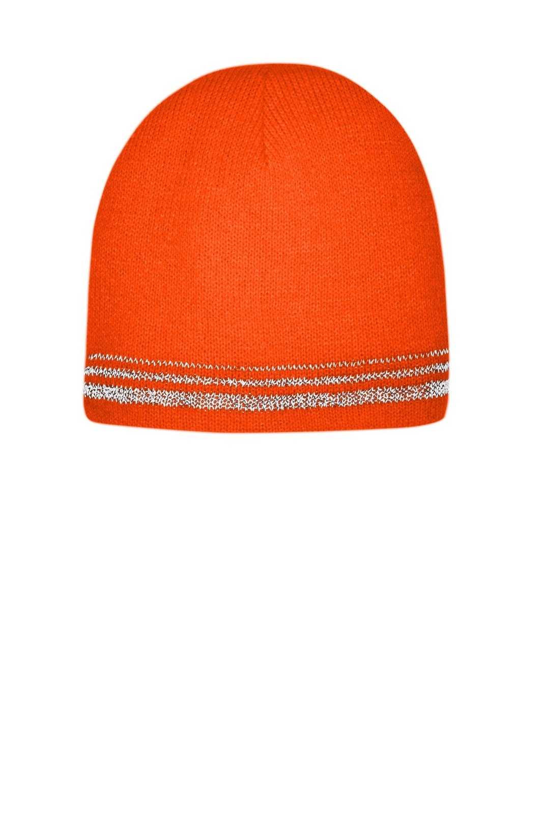 CornerStone CS804 Lined Enhanced Visibility with Reflective Stripes Beanie CS804 - Safety Orange Reflective - HIT a Double - 1