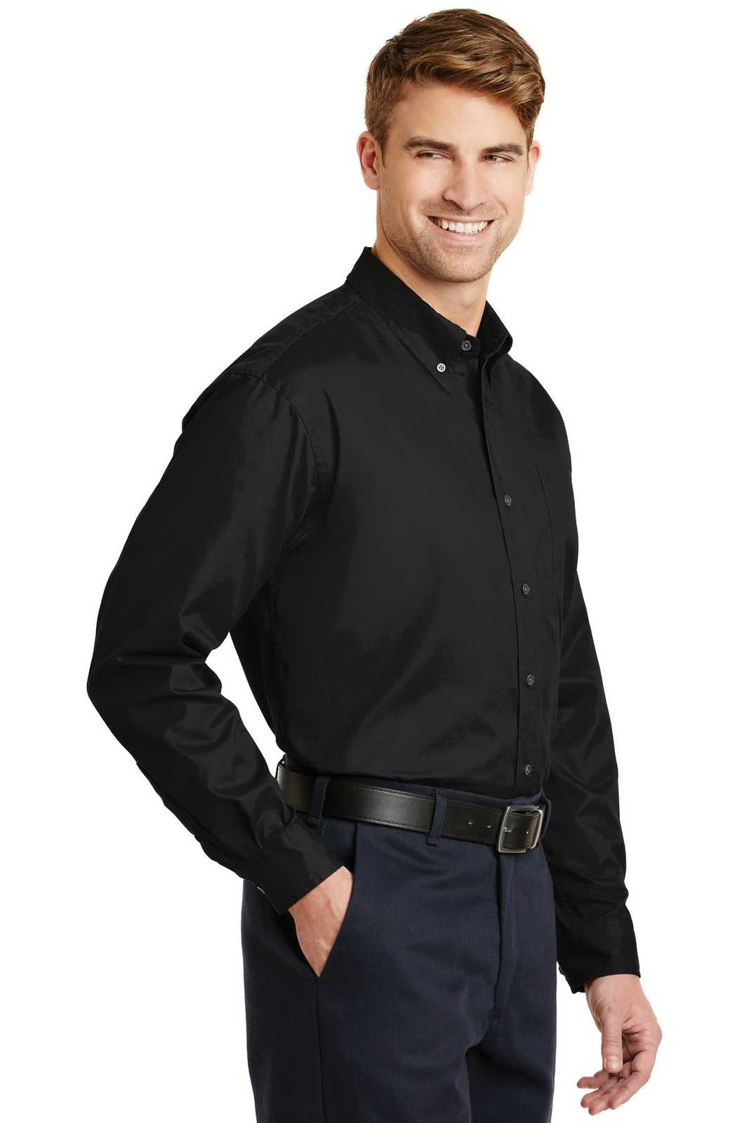 CornerStone SP17 Long Sleeve Superpro Twill Shirt - Black - HIT a Double - 4