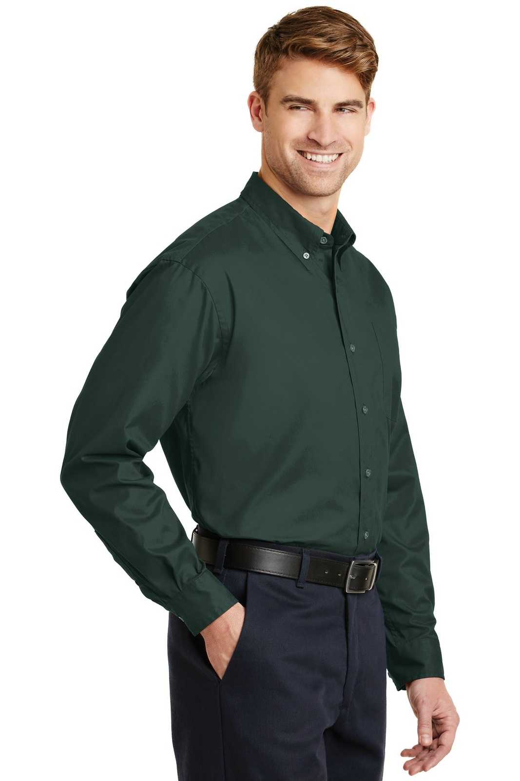 CornerStone SP17 Long Sleeve Superpro Twill Shirt - Dark Green - HIT a Double - 4