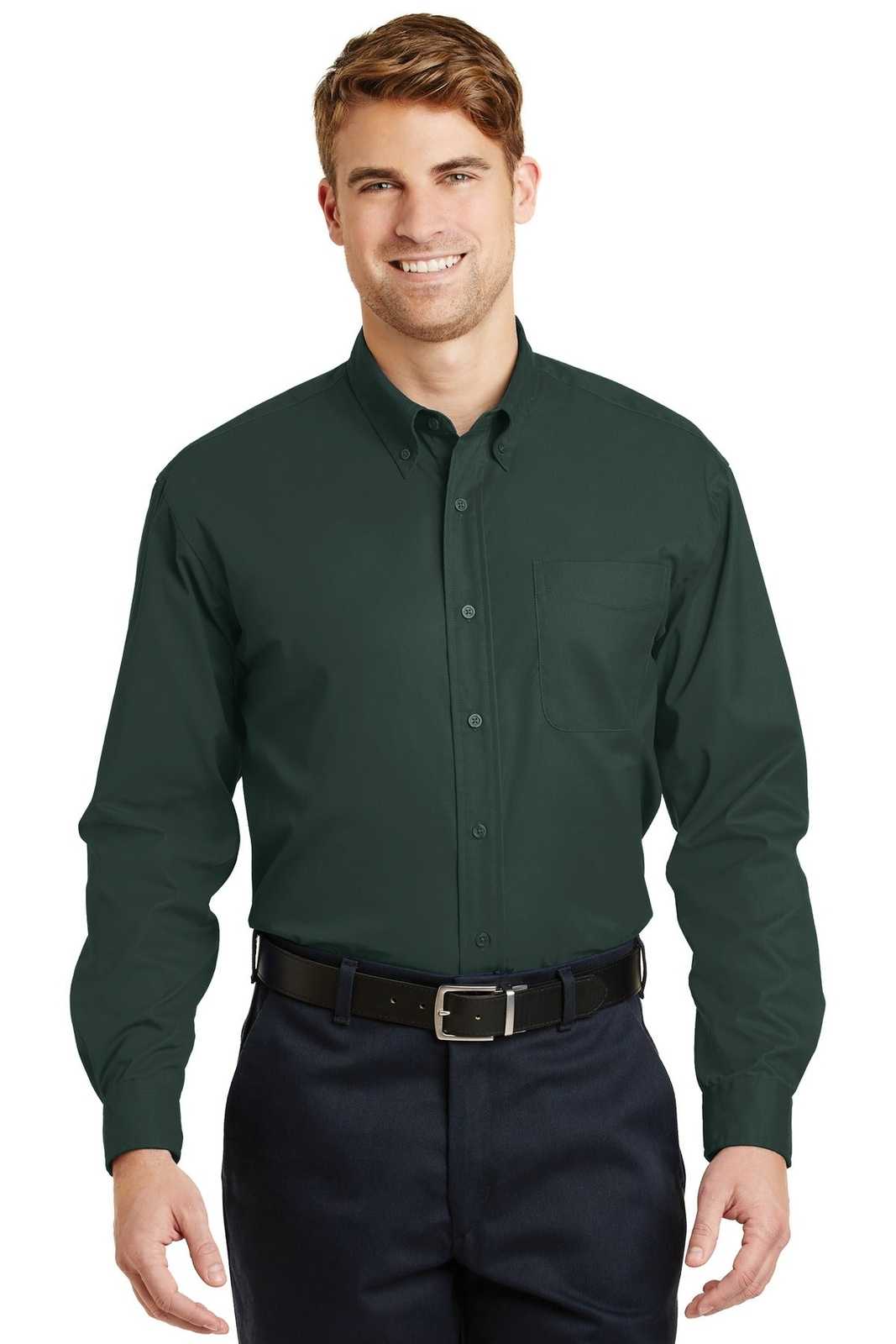 CornerStone SP17 Long Sleeve Superpro Twill Shirt - Dark Green - HIT a Double - 1