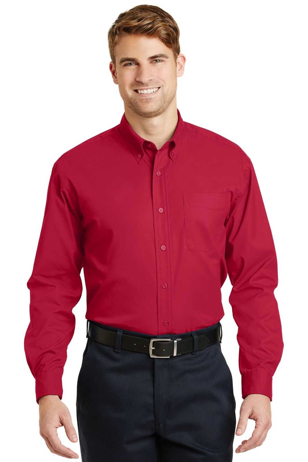 CornerStone SP17 Long Sleeve Superpro Twill Shirt - Red - HIT a Double - 1