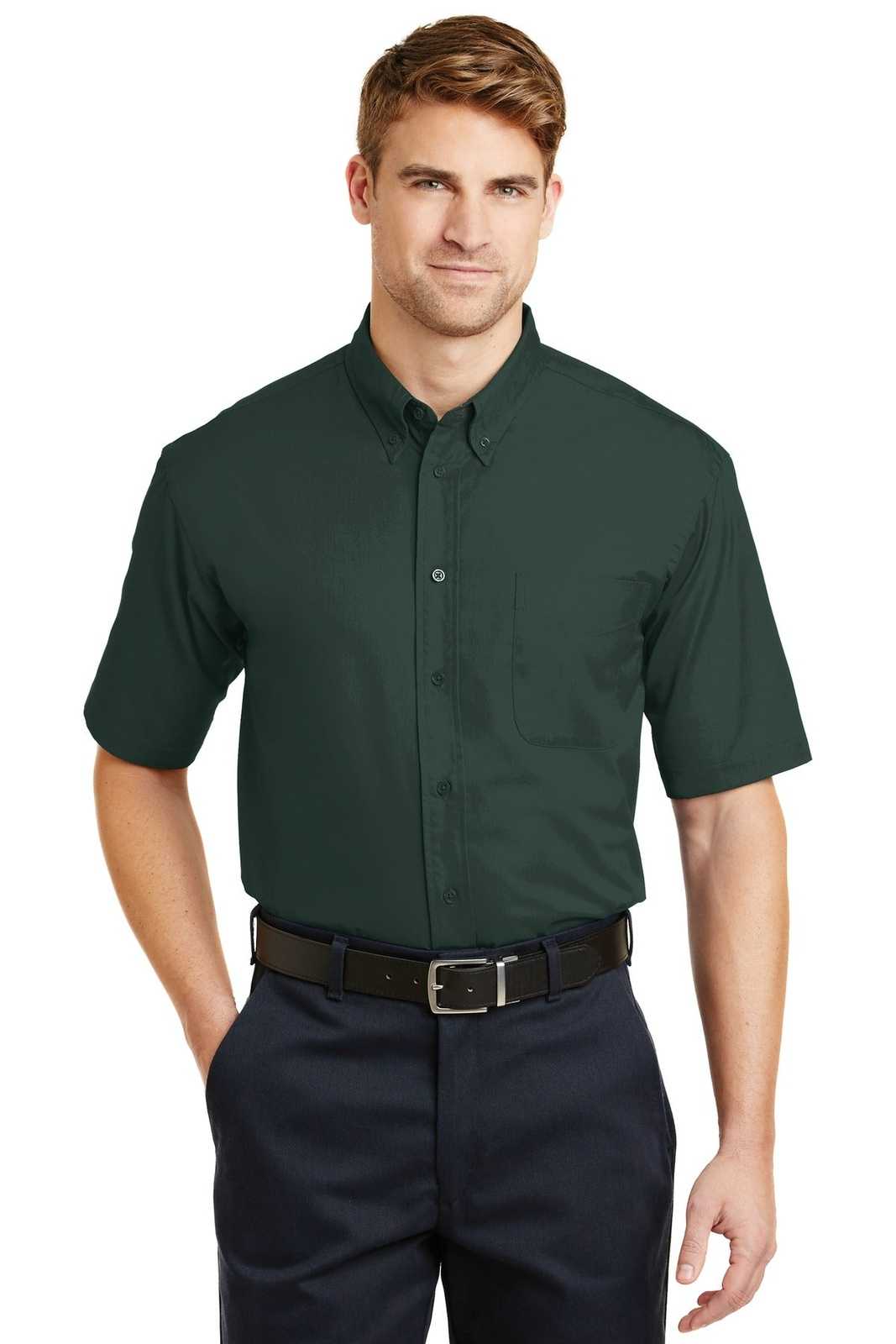 CornerStone SP18 Short Sleeve Superpro Twill Shirt - Dark Green - HIT a Double - 1