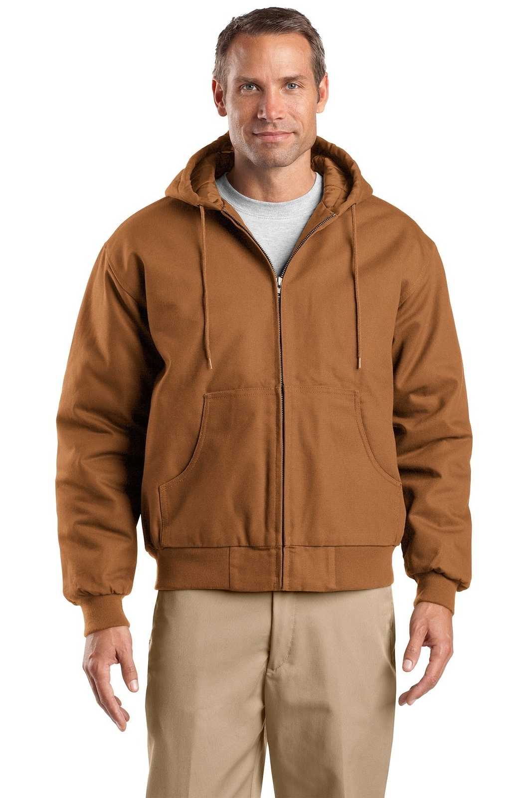 CornerStone TLJ763H Tall Duck Cloth Hooded Work Jacket - Duck Brown - HIT a Double - 1