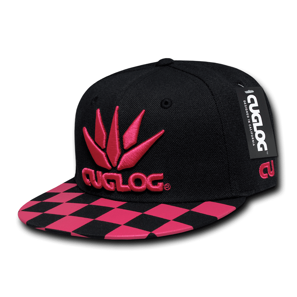Cuglog C29 CUGLOG Checker Snapback Cap - Black Hot Pink1 - HIT a Double