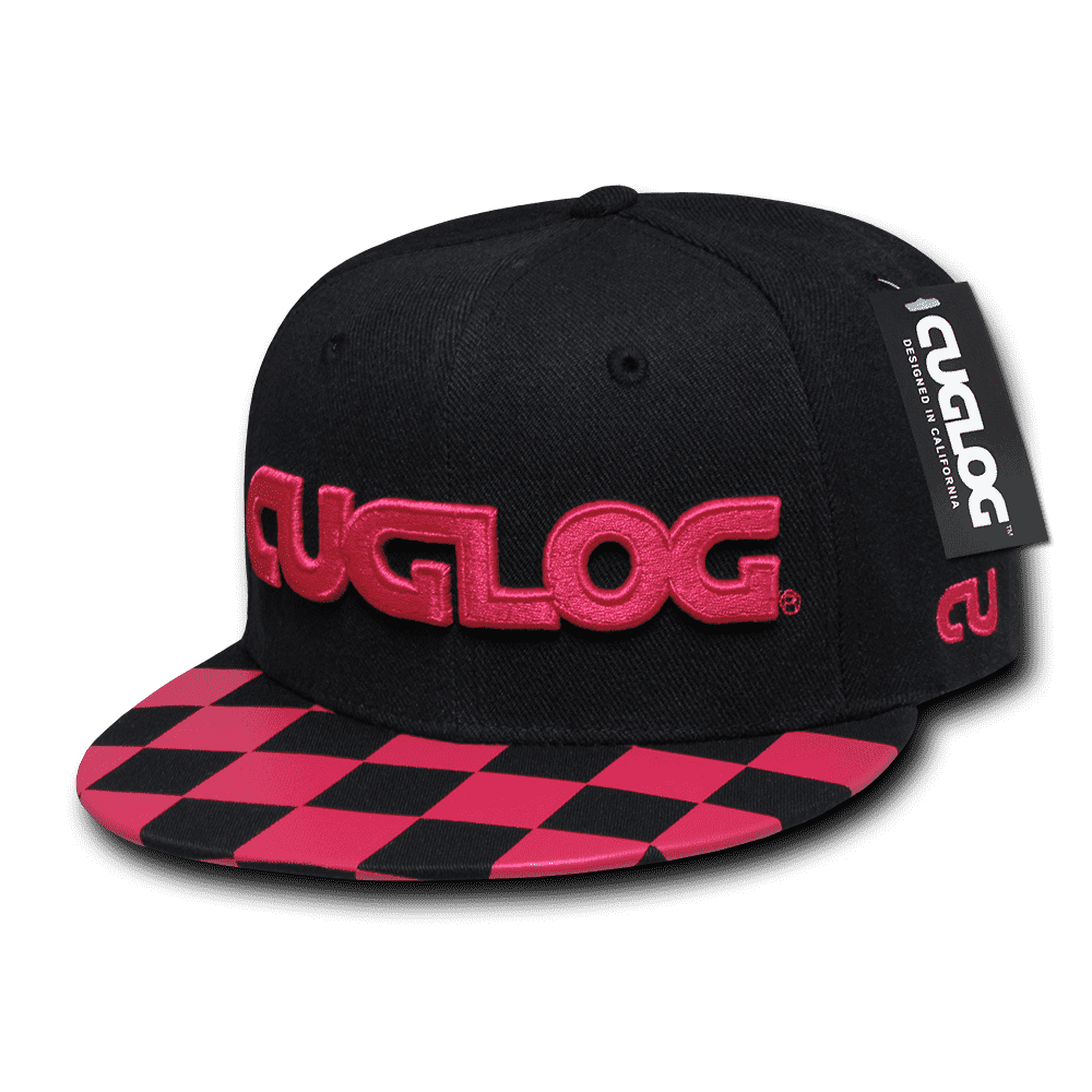 Cuglog C29 CUGLOG Checker Snapback Cap - Black Hot Pink2 - HIT a Double
