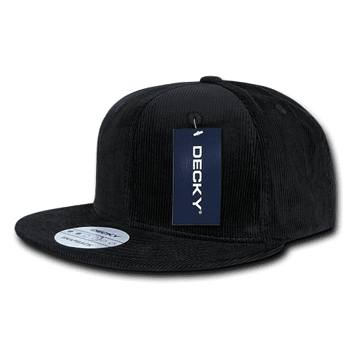 Decky 1076 Corduroy Snapback Cap - Black - HIT A Double