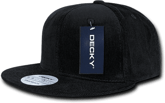 Decky 1076 Corduroy Snapback Cap - Black - HIT A Double