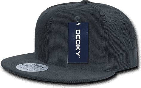 Decky 1076 Corduroy Snapback Cap - Charcoal - HIT A Double