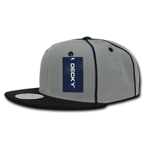 Decky 1078 Piped Crown Snapback Cap - Black - HIT a Double