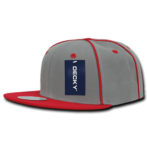 Decky 1078 Piped Crown Snapback Cap - Red - HIT a Double