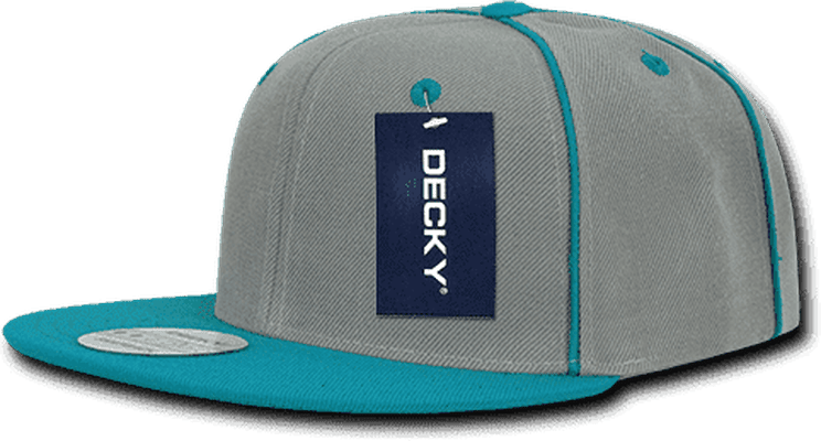 Decky 1078 Piped Crown Snapback Cap - Teal - HIT a Double