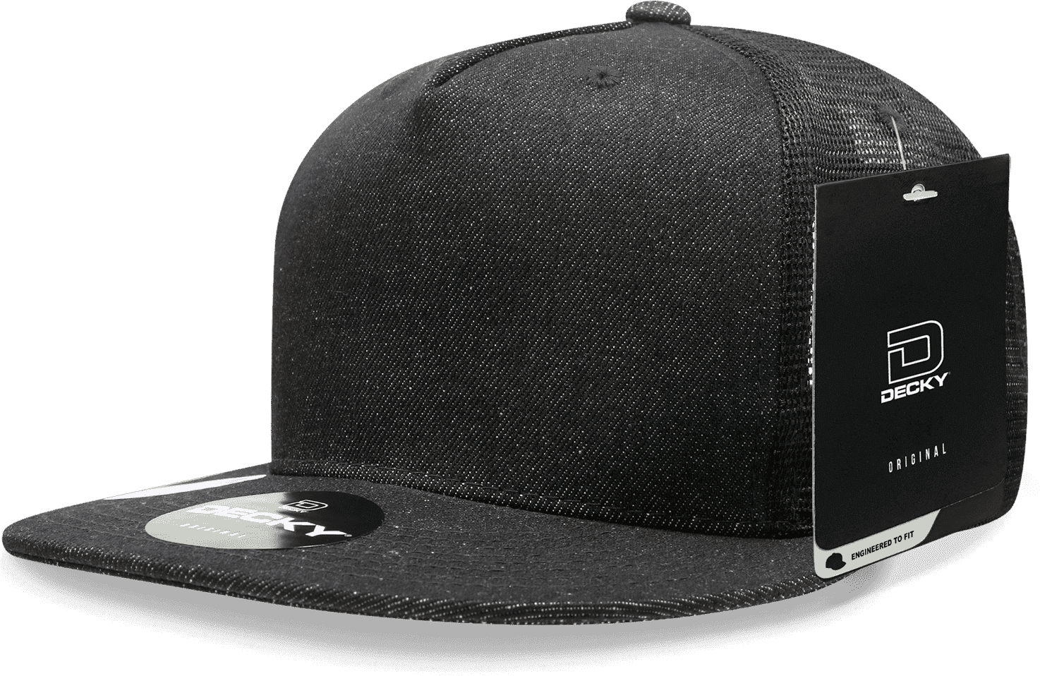 Decky 1082 5 Panel Denim Trucker Hat - Black - HIT A Double