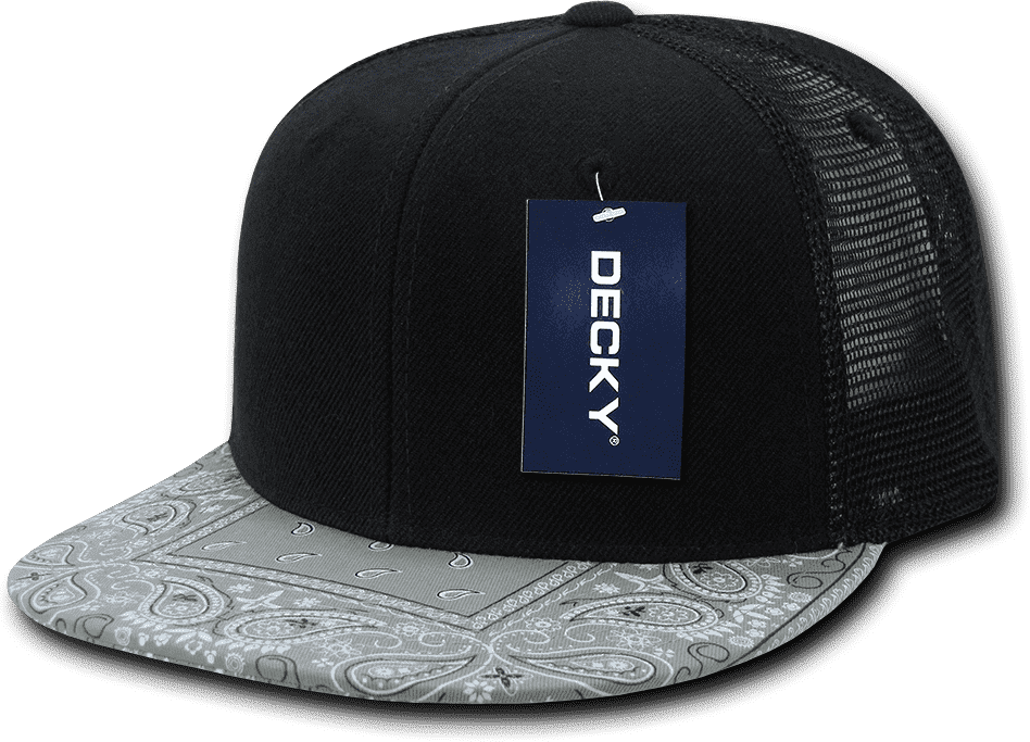 Decky 1083 Bandanna Trucker Cap - Black Gray - HIT a Double