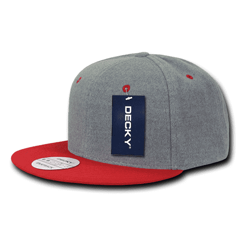 Decky 1087 Melton Crown Snapback Cap - Ash Red - HIT a Double