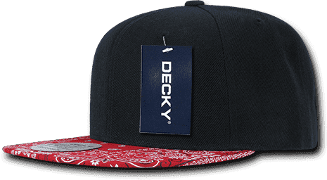 Decky 1093 Bandanna Snapback Cap - Black Red - HIT A Double