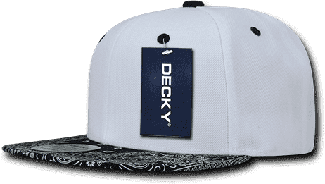 Decky 1093 Bandanna Snapback Cap - White Black - HIT A Double