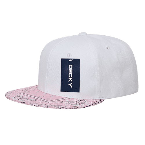 Decky 1093 Bandanna Snapback Cap - White Pink - HIT a Double