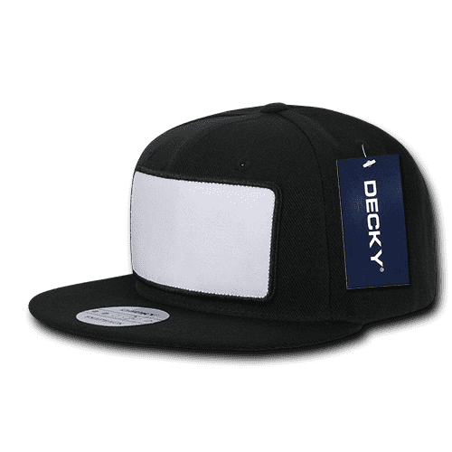 Decky 1096 Patch Snapback Cap - Black with White Patch - HIT A Double