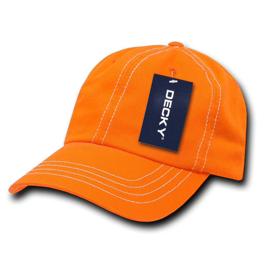 Decky 111 Contra-Stitch Washed Polo Cap - Orange White - HIT a Double