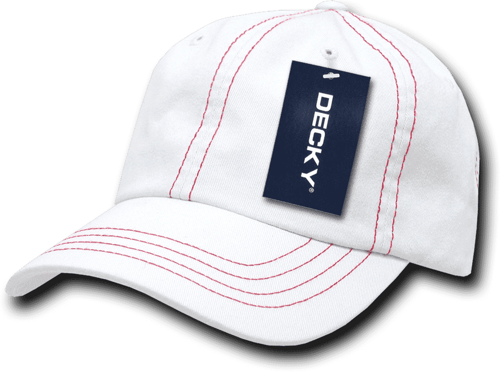 Decky 111 Contra-Stitch Washed Polo Cap - White Red - HIT a Double