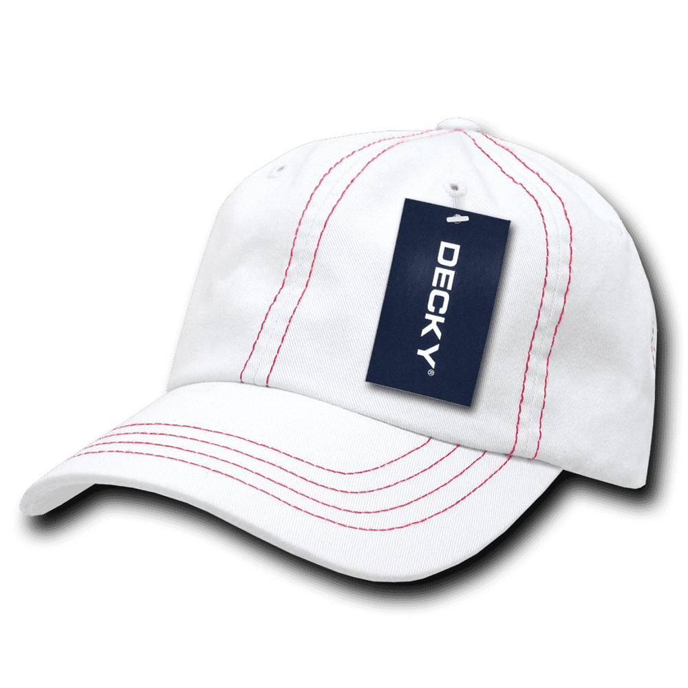 Decky 111 Contra-Stitch Washed Polo Cap - White Red - HIT a Double