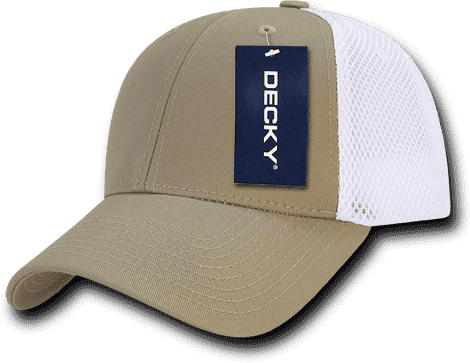 Decky 204 Low Crown Air Mesh Baseball Cap - Khaki White - HIT A Double