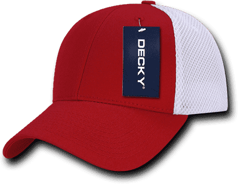 Decky 204 Low Crown Air Mesh Baseball Cap - Red White - HIT A Double