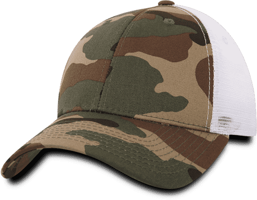 Decky 218 Structured Camo Trucker Cap - Woodland Camo White - HIT a Double
