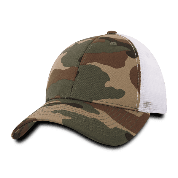 Decky 218 Structured Camo Trucker Cap - Woodland Camo White - HIT a Double