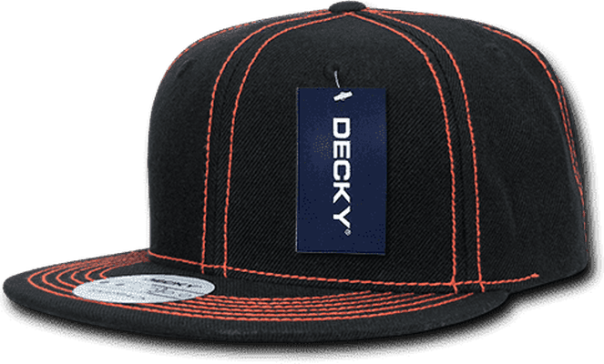 Decky 358 Contra-Stitch Snapback Cap - Black Orange - HIT a Double