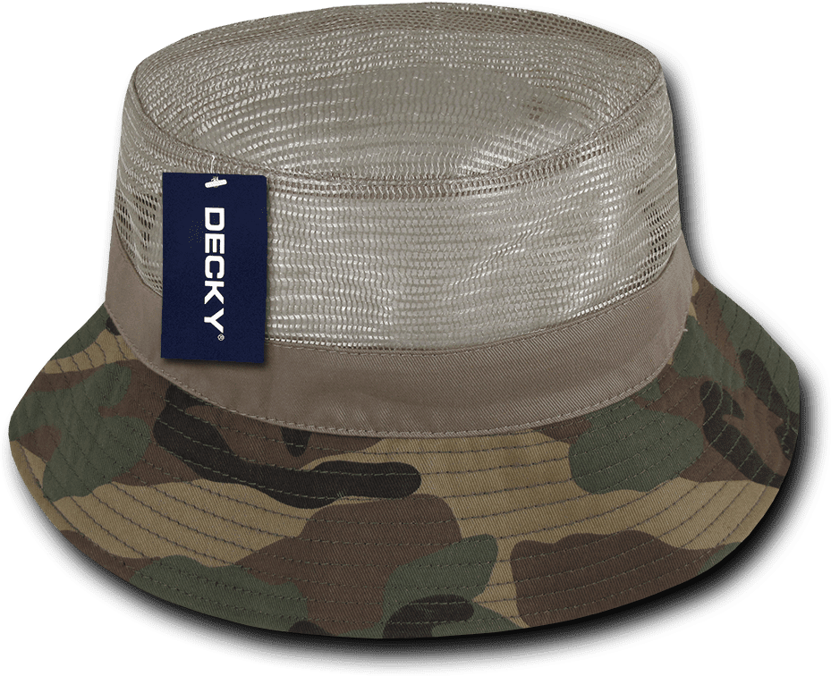 Decky 458 Mesh Bucket Hat - Woodland Camo - HIT a Double