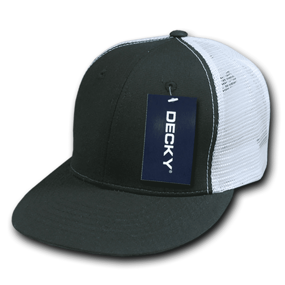 Decky 5010 6 Panel Youth Trucker Cap - Black White - HIT A Double