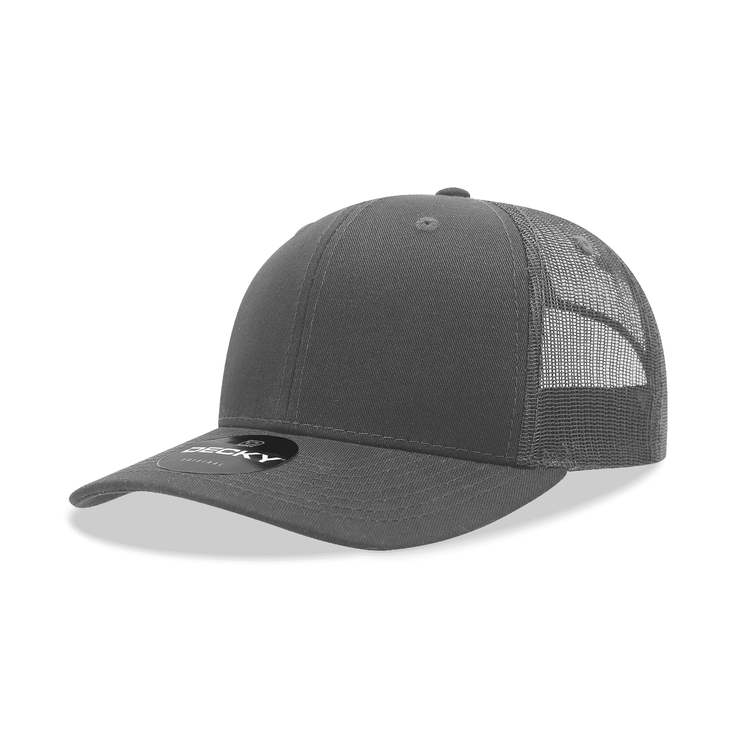 Decky 6021 Mid Profile 6 Panel Poly Cotton Trucker Cap - Charcoal - HIT a Double