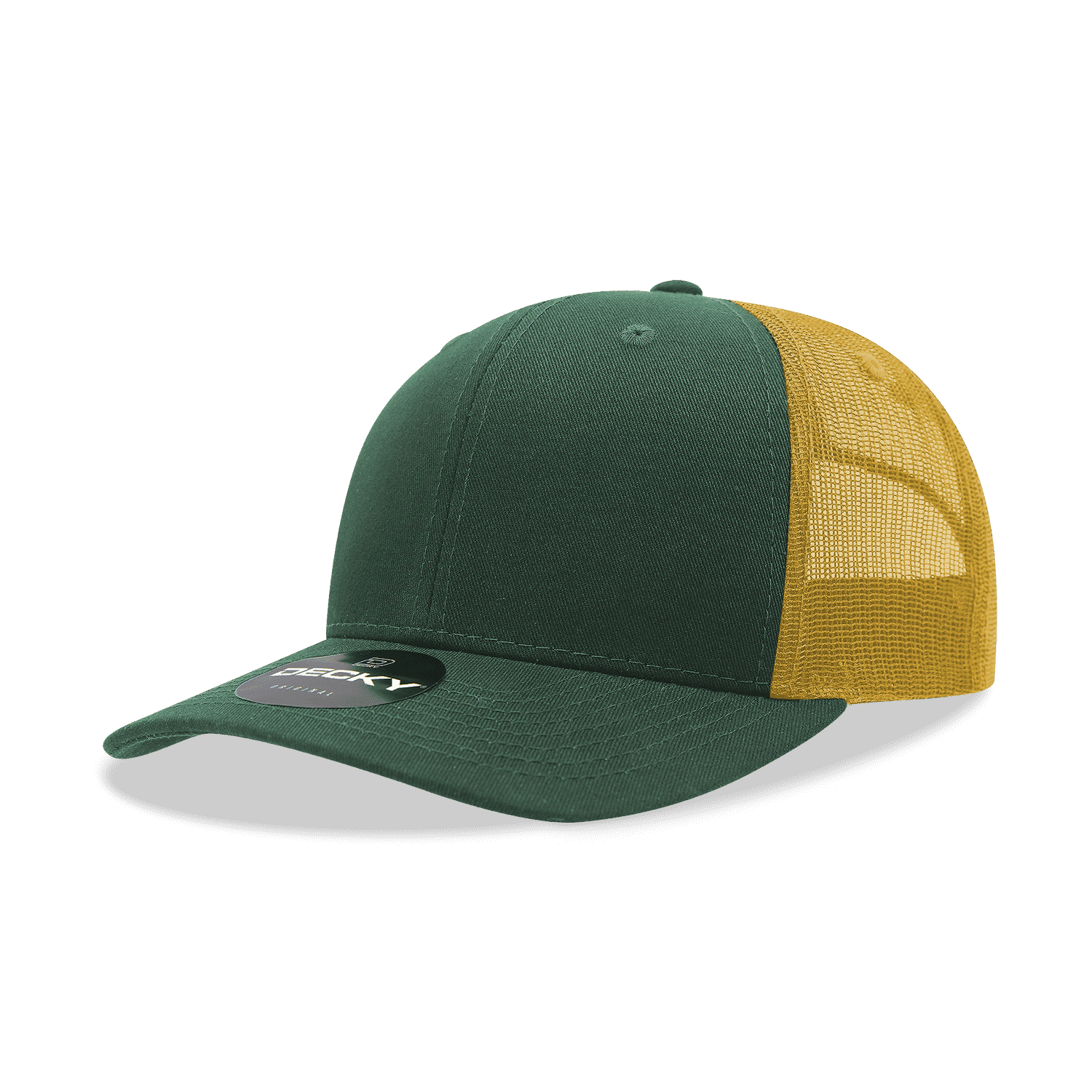 Decky 6021 Mid Profile 6 Panel Poly Cotton Trucker Cap - Forest Gold - HIT a Double
