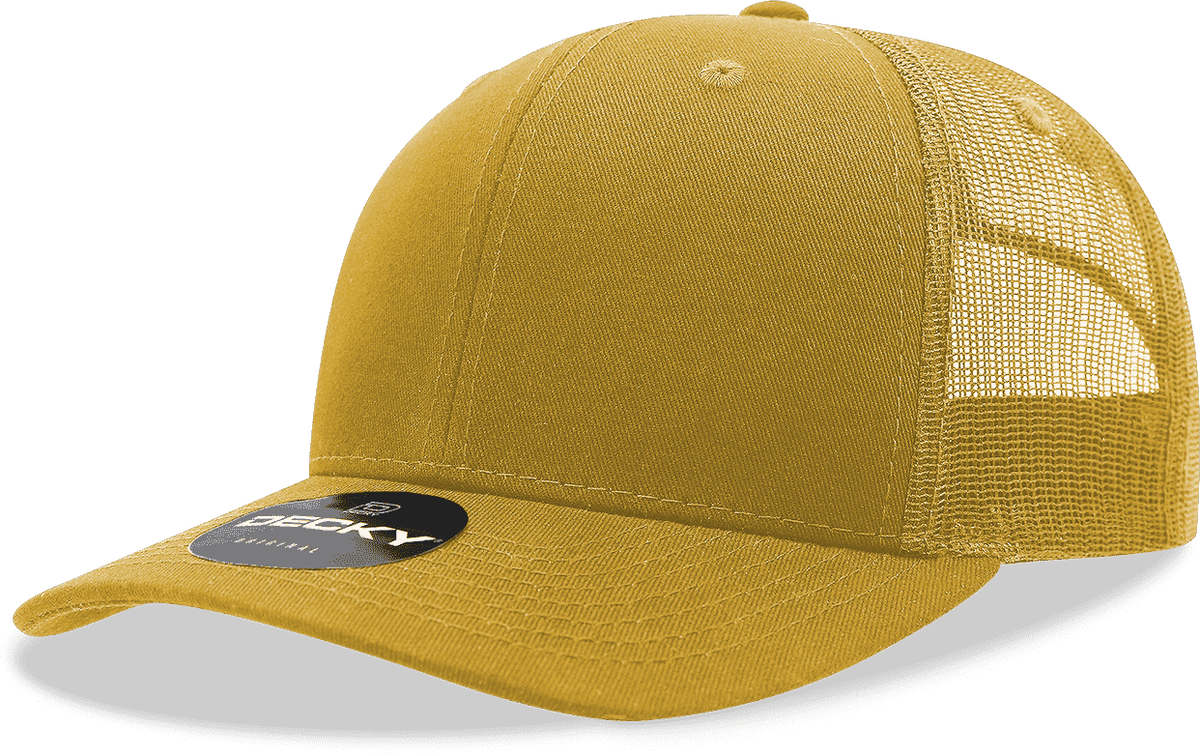 Decky 6021 Mid Profile 6 Panel Poly Cotton Trucker Cap - Gold - HIT a Double
