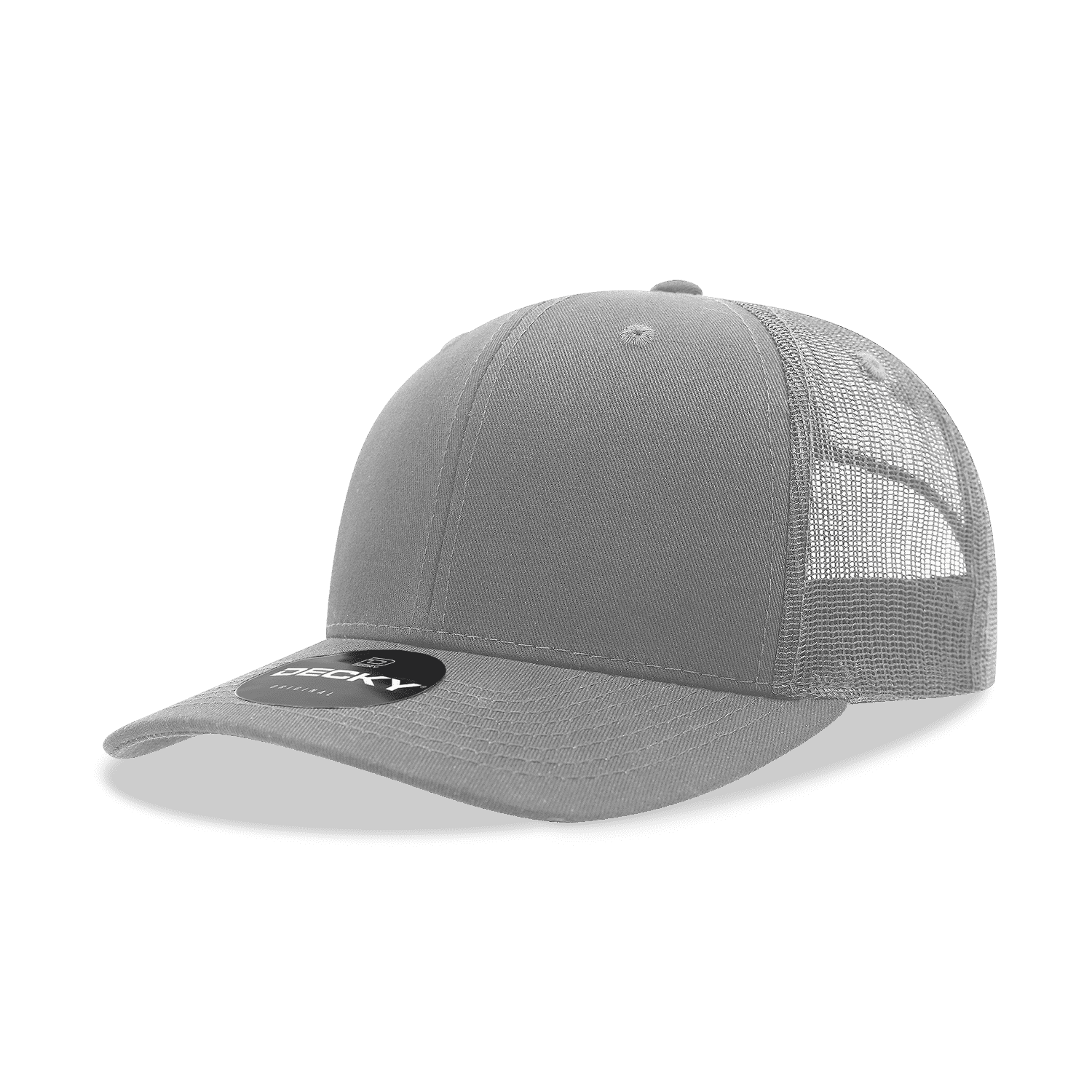 Decky 6021 Mid Profile 6 Panel Poly Cotton Trucker Cap - Gray - HIT a Double
