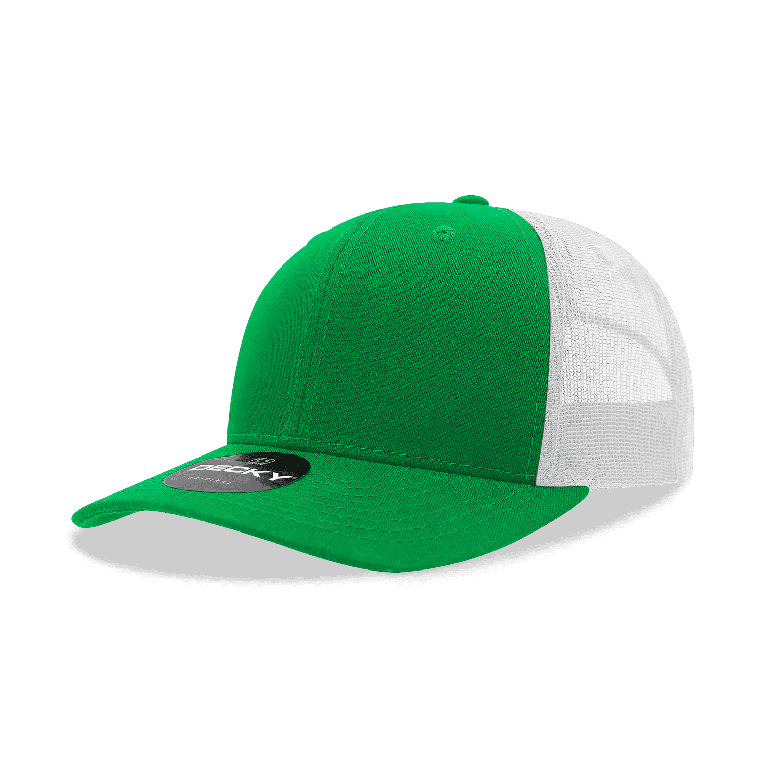 Decky 6021 Mid Profile 6 Panel Poly Cotton Trucker Cap - Kelly White - HIT a Double
