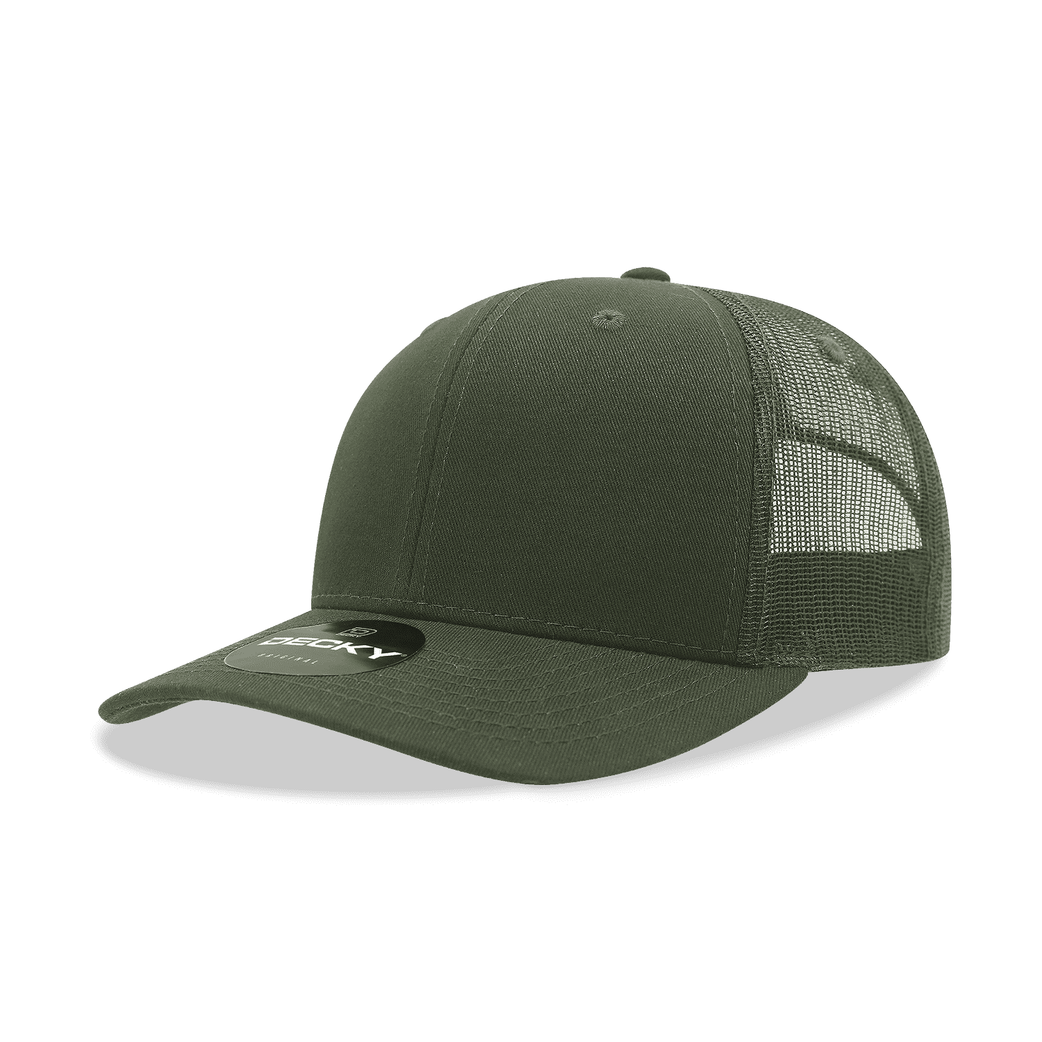 Decky 6021 Mid Profile 6 Panel Poly Cotton Trucker Cap - Olive - HIT a Double