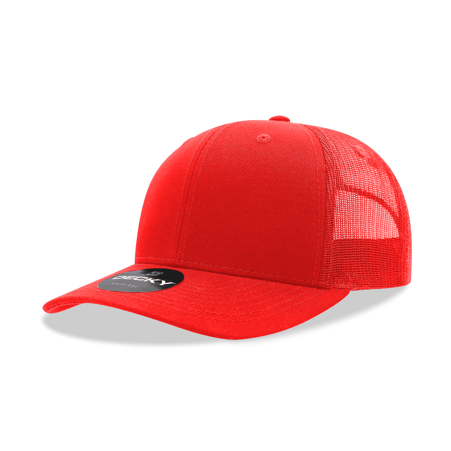 Decky 6021 Mid Profile 6 Panel Poly Cotton Trucker Cap - Red - HIT a Double