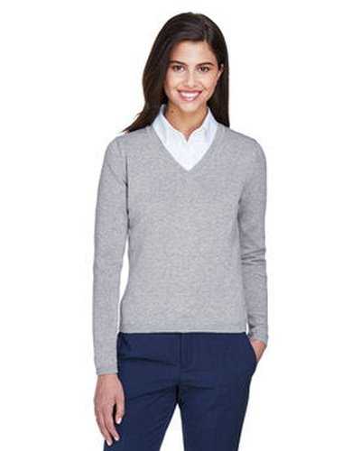 Devon & Jones D475W Ladies' V-Neck Sweater - Gray Heather - HIT a Double