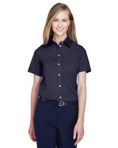 Devon & Jones D620SW Ladies' Crown Woven Collection SolidBroadcloth Short-Sleeve Shirt - Navy - HIT a Double