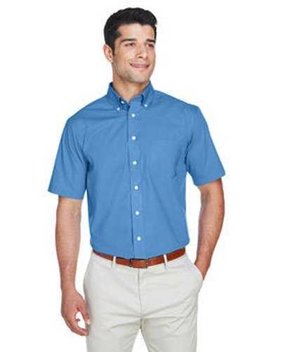 Devon & Jones D620S Men's Crown Woven Collection SolidBroadcloth Short-Sleeve Shirt - French Blue - HIT a Double
