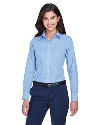 Devon & Jones D640W Ladies' Crown Woven Collection Gingham Check - French Blue - HIT a Double