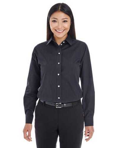 Devon &amp; Jones DG534W Ladies&#39; Crown Woven Collection Striped Shirt - Black Graphite - HIT a Double