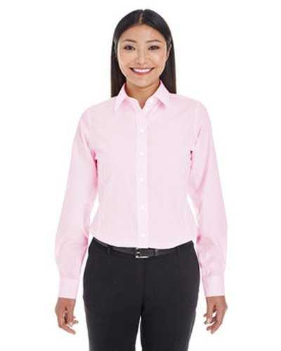 Devon &amp; Jones DG534W Ladies&#39; Crown Woven Collection Striped Shirt - Pink White - HIT a Double