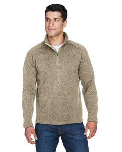 Devon & Jones DG792 Adult Bristol Sweater Fleece Quarter-Zip - Khaki Heather - HIT a Double