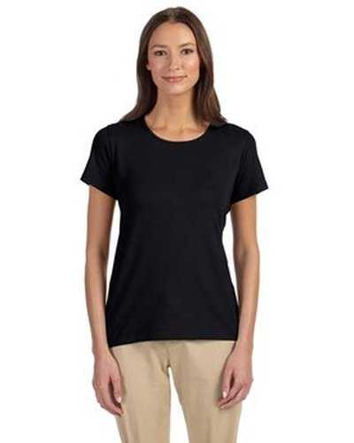 Devon &amp; Jones DP182W Ladies&#39; Perfect Fit Shell T-Shirt - Black - HIT a Double