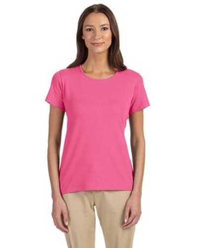 Devon &amp; Jones DP182W Ladies&#39; Perfect Fit Shell T-Shirt - Charity Pink - HIT a Double