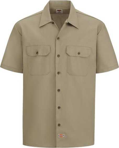 Dickies 2574L Short Sleeve Work Shirt - Long Sizes - Khaki - HIT a Double - 1
